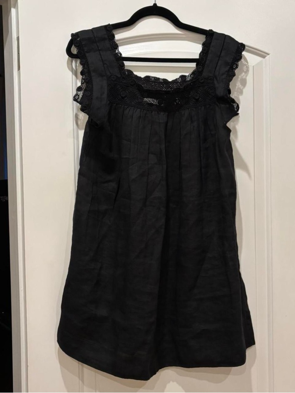 DÔEN Almadia Lace Trim Ramie Shift Minidress - Picture 5 of 8